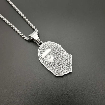 1 Piece 23*46mm 61CM Titanium Steel Ape Man Pendant Chain