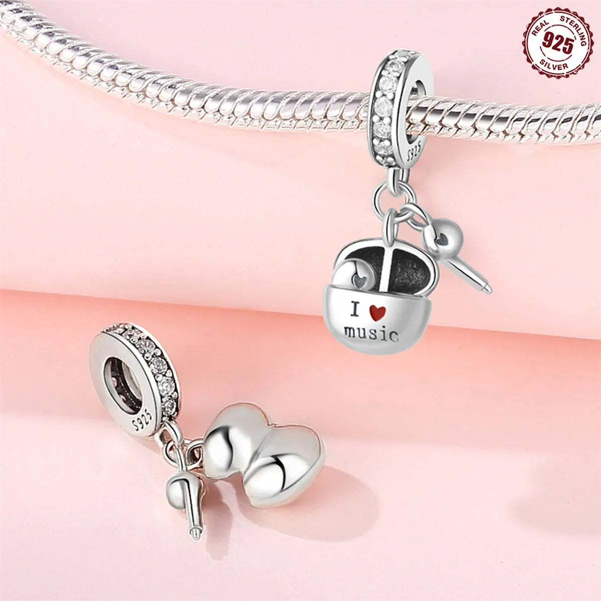 1 Piece 23mm Sterling Silver Cross Letter Heart Shape Beads