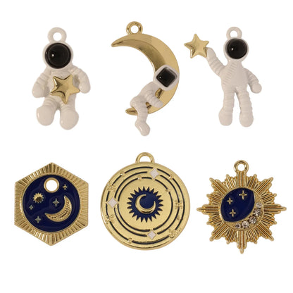 1 Piece 24*31mm Alloy Astronaut Star Moon Pendant