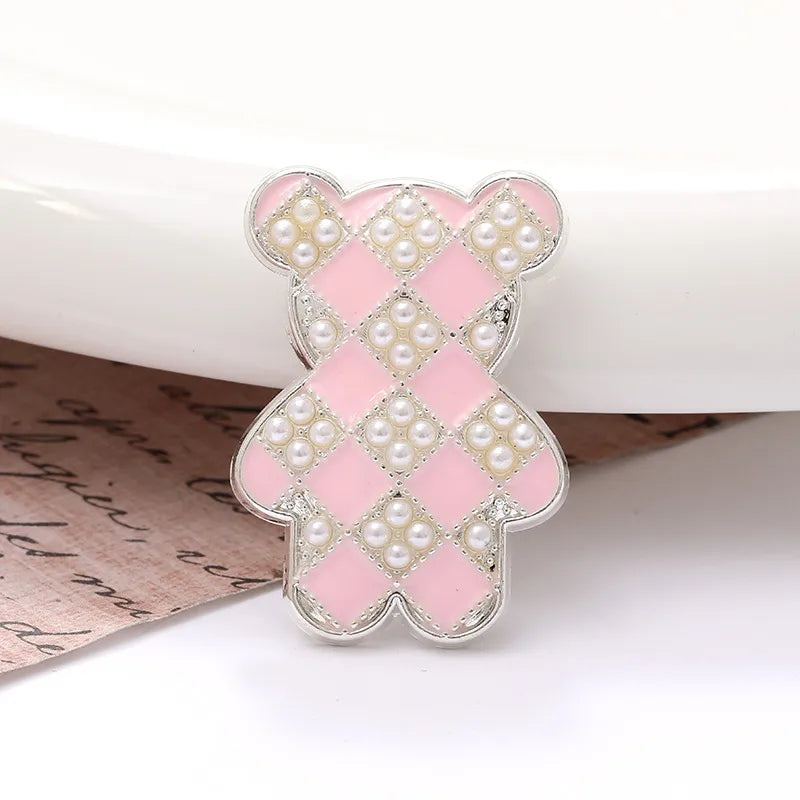 1 Piece 24 * 35mm Zinc Alloy Pearl Bear Polished Patch Material