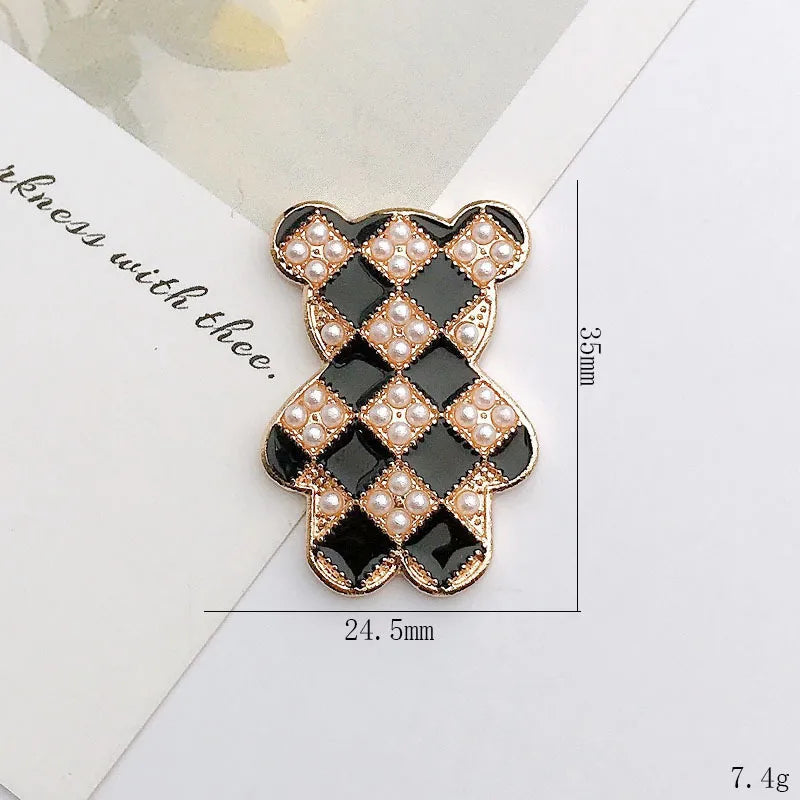 1 Piece 24 * 35mm Zinc Alloy Pearl Bear Polished Patch Material