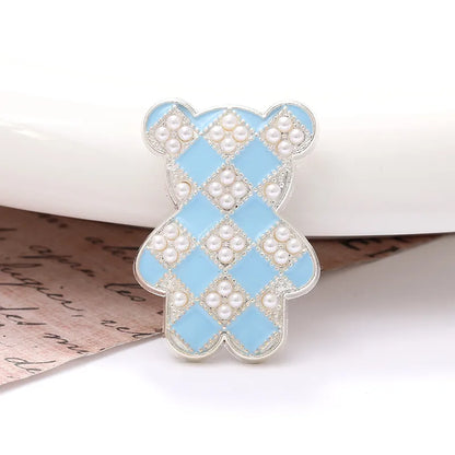 1 Piece 24 * 35mm Zinc Alloy Pearl Bear Polished Patch Material