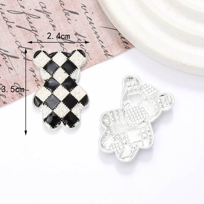 1 Piece 24 * 35mm Zinc Alloy Pearl Bear Polished Patch Material