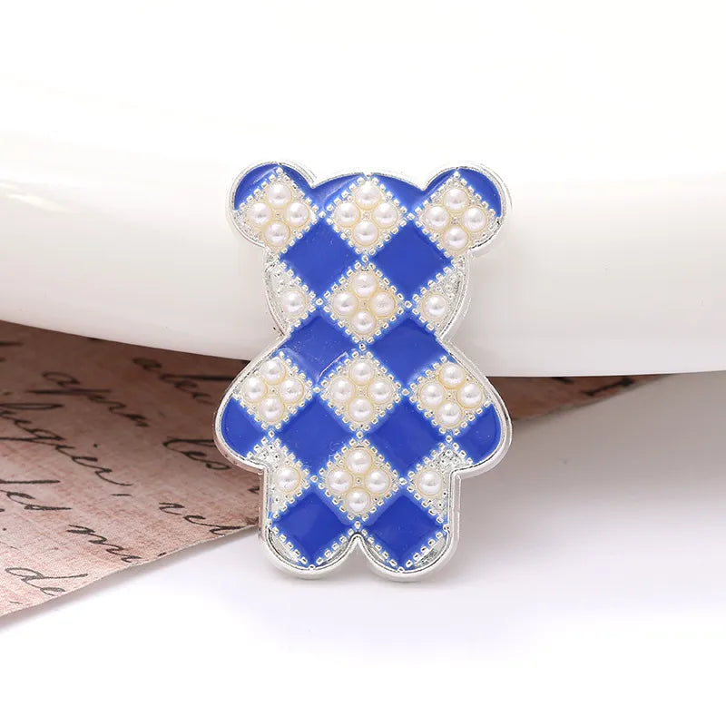 1 Piece 24 * 35mm Zinc Alloy Pearl Bear Polished Patch Material