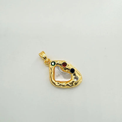 1 Piece 24mm Copper Shell Zircon 18K Gold Plated Heart Shape Pendant