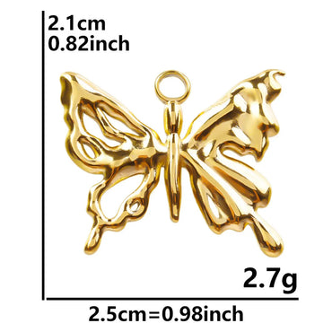 1 Piece 25 * 21mm Hole 2~2.9mm 304 Stainless Steel Butterfly Polished Pendant