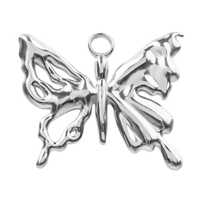 1 Piece 25 * 21mm Hole 2~2.9mm 304 Stainless Steel Butterfly Polished Pendant