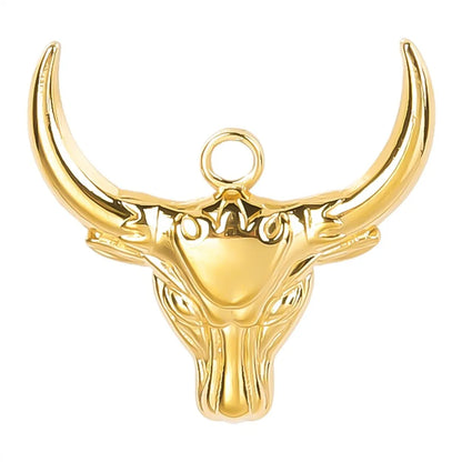 1 Piece 25*25mm Hole 2~2.9mm 304 Stainless Steel 18K Gold Plated Cattle Polished Pendant