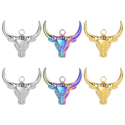 1 Piece 25*25mm Hole 2~2.9mm 304 Stainless Steel 18K Gold Plated Cattle Polished Pendant