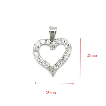 1 Piece 25*26mm 316 Stainless Steel  Zircon Heart Shape Pendant