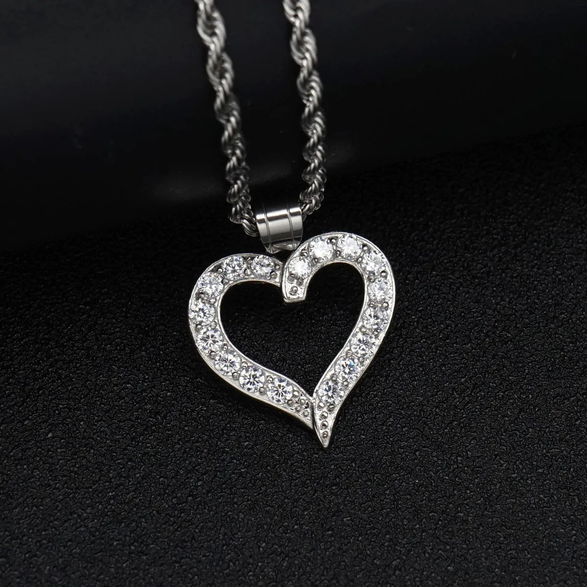 1 Piece 25*26mm 316 Stainless Steel  Zircon Heart Shape Pendant