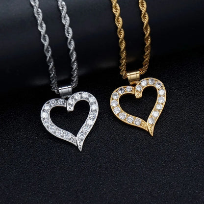 1 Piece 25*26mm 316 Stainless Steel  Zircon Heart Shape Pendant