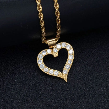 1 Piece 25*26mm 316 Stainless Steel  Zircon Heart Shape Pendant