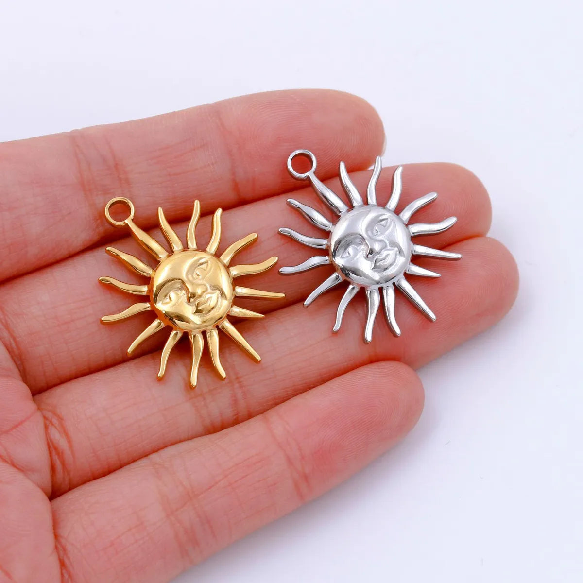 1 Piece 25 * 30mm 304 Stainless Steel Sun Pendant