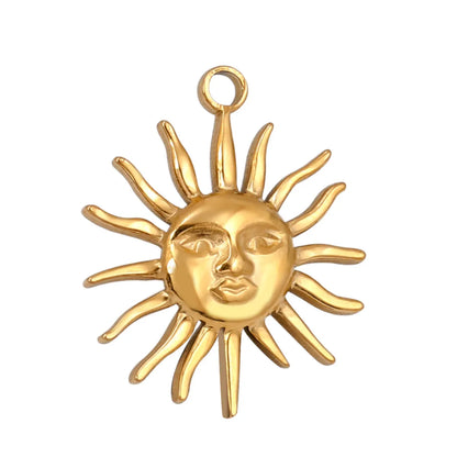 1 Piece 25 * 30mm 304 Stainless Steel Sun Pendant