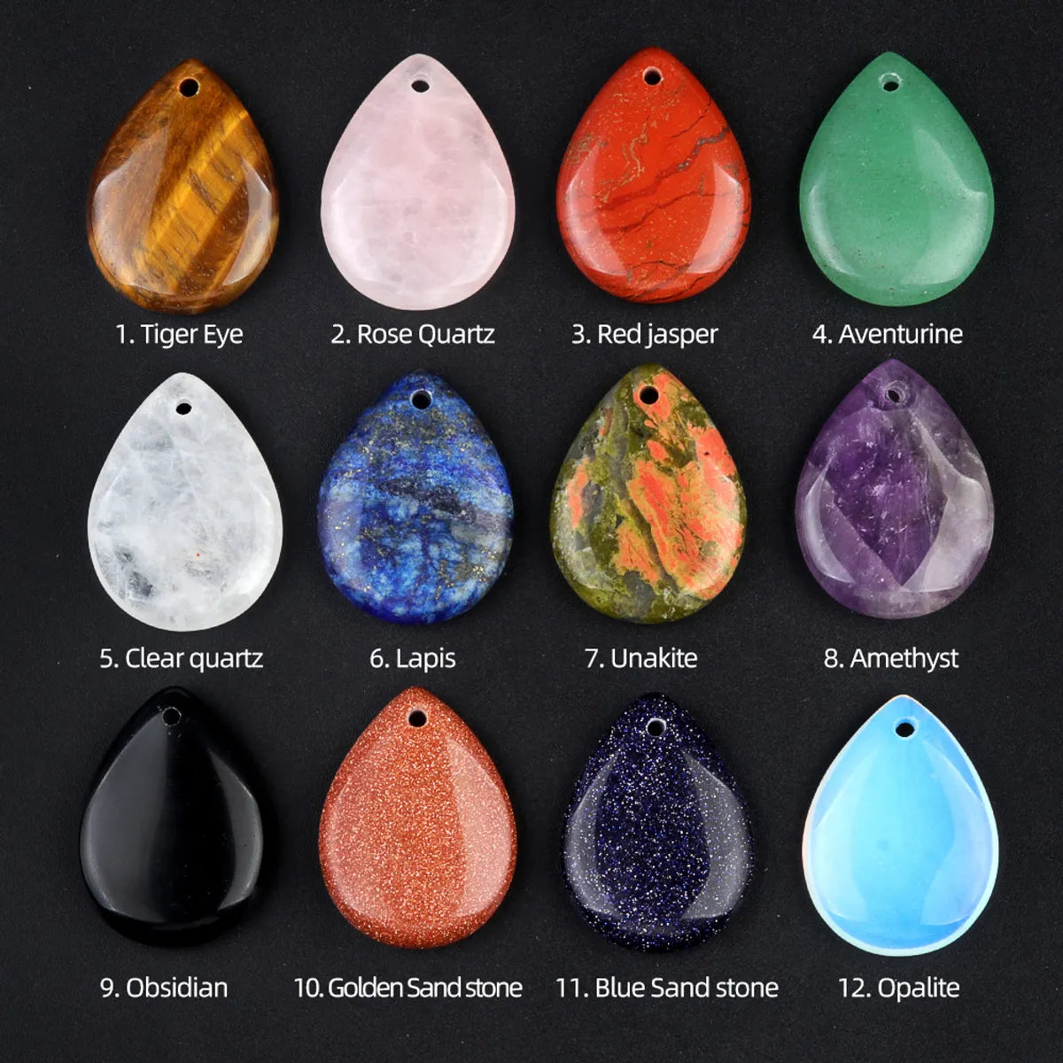 1 Piece 25 * 33mm Natural Stone Crystal Agate Water Droplets Pendant