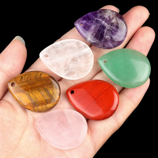 1 Piece 25 * 33mm Natural Stone Crystal Agate Water Droplets Pendant