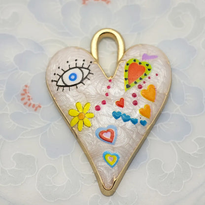 1 Piece 25*34mm Metal Totem Heart Shape Eye Pendant