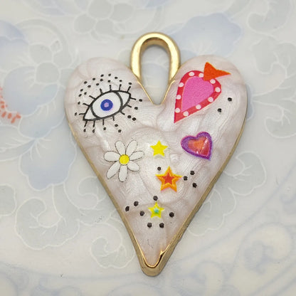 1 Piece 25*34mm Metal Totem Heart Shape Eye Pendant