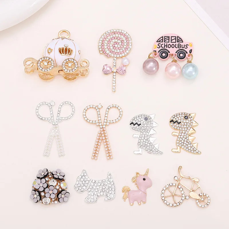 1 Piece 25*35mm 30*35mm 40*35mm Zinc Alloy Rhinestones Scissors Animal Car Polished DIY Accessories