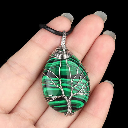 1 Piece 25*35mm Crystal Agate Water Droplets Life Tree Pendant