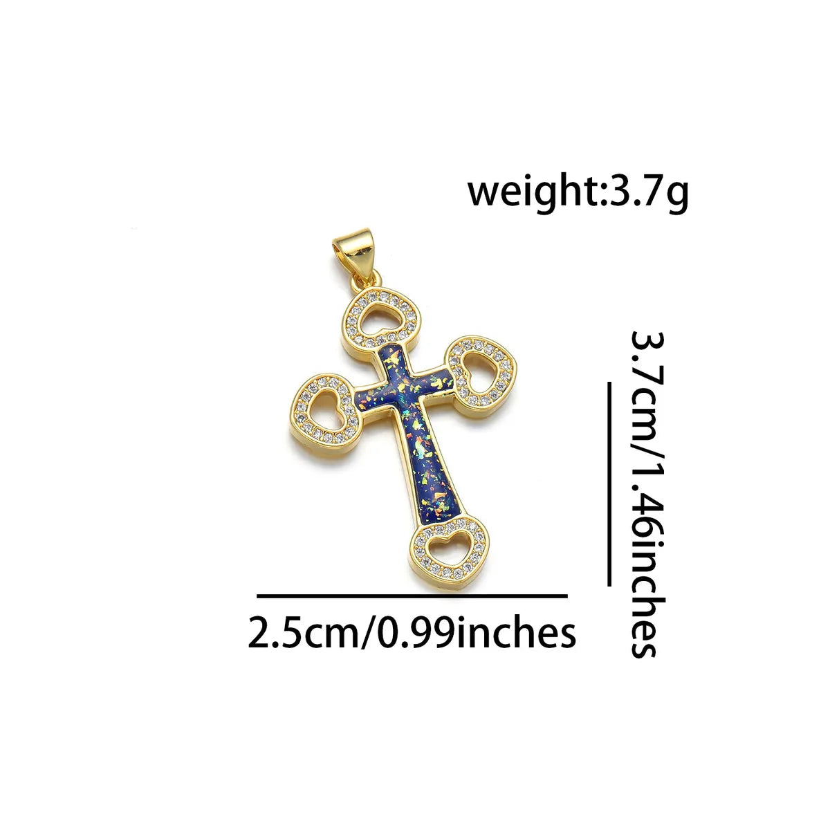 1 Piece 25*37mm Copper Zircon 18K Gold Plated Cross Pendant