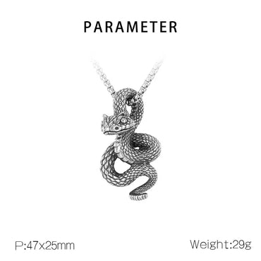 1 Piece 25*47mm 304 Stainless Steel Snake Pendant Chain