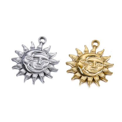 1 Piece 25.5*30mm 304 Stainless Steel Sun Pendant