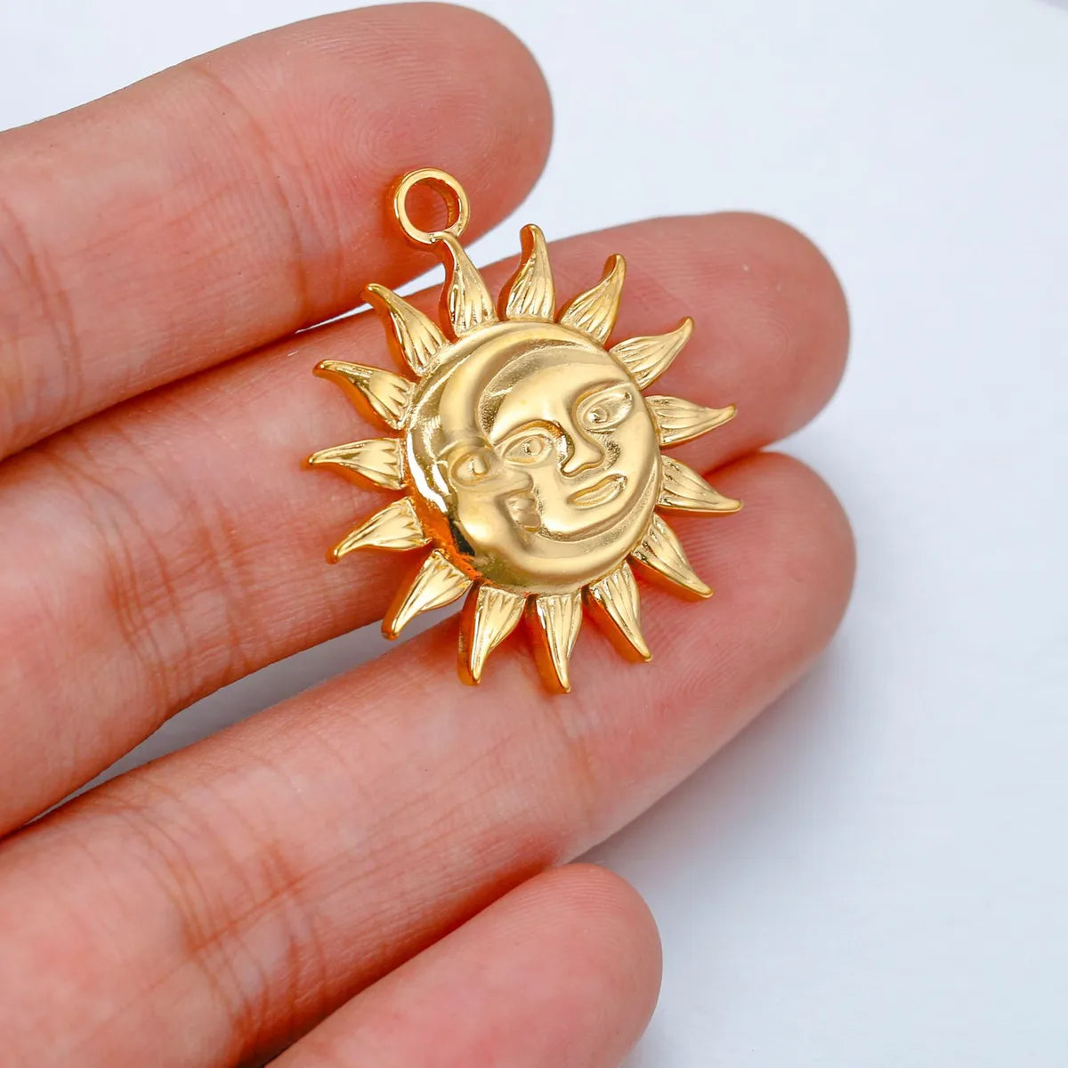 1 Piece 25.5*30mm 304 Stainless Steel Sun Pendant