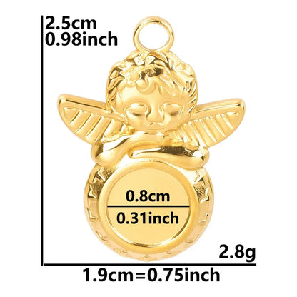 1 Piece 25x19mm 304 Stainless Steel 18K Gold Plated Elf Pendant