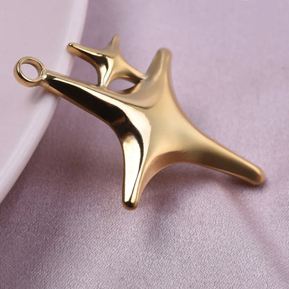 1 Piece 26*36mm Hole 2~2.9mm 304 Stainless Steel 18K Gold Plated Star Polished Pendant