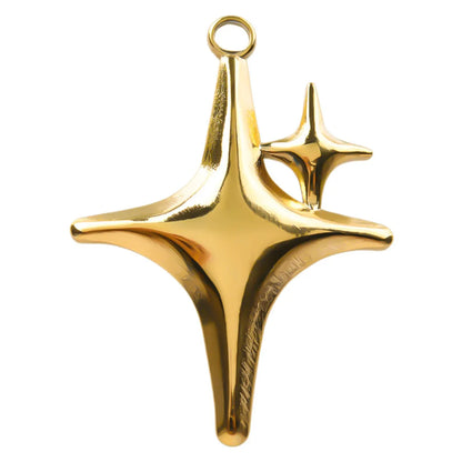 1 Piece 26*36mm Hole 2~2.9mm 304 Stainless Steel 18K Gold Plated Star Polished Pendant