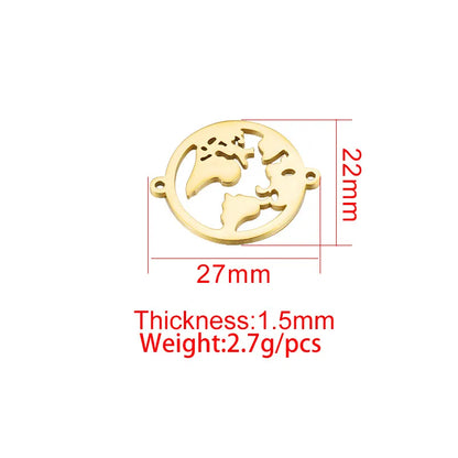 1 Piece 27*22mm 304 Stainless Steel 18K Gold Plated Map Pendant