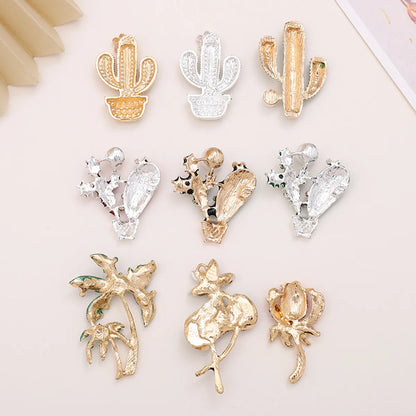 1 Piece 27*40mm 33*57mm 35*35mm Zinc Alloy Rhinestones Pearl Cactus Polished DIY Accessories