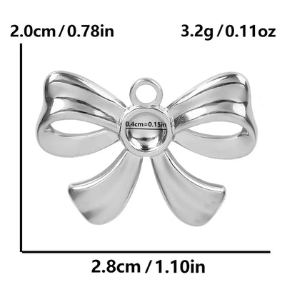 1 Piece 28*20mm 28*42mm 33*29mm 304 Stainless Steel 18K Gold Plated Bow Knot Polished Pendant