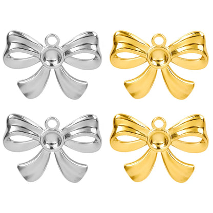 1 Piece 28*20mm 28*42mm 33*29mm 304 Stainless Steel 18K Gold Plated Bow Knot Polished Pendant