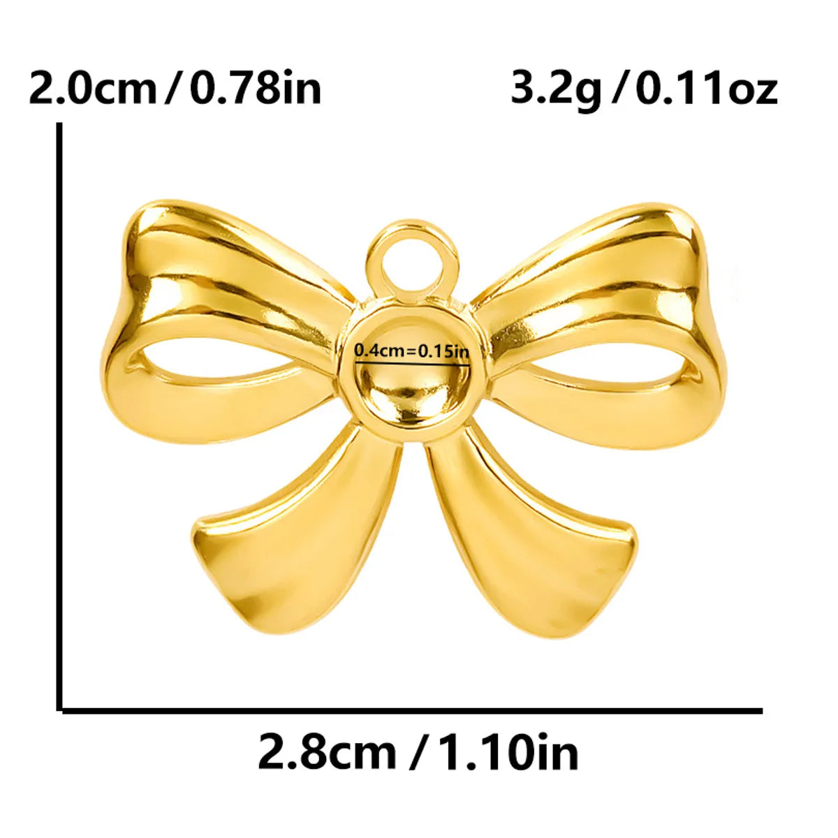 1 Piece 28*20mm 28*42mm 33*29mm 304 Stainless Steel 18K Gold Plated Bow Knot Polished Pendant