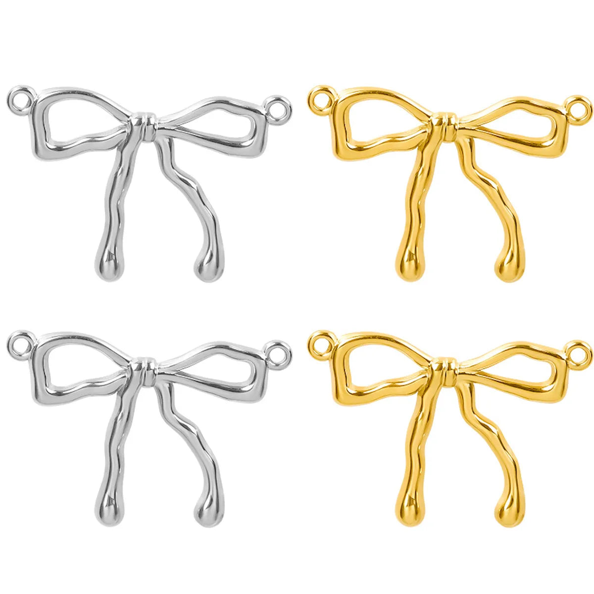 1 Piece 28*20mm 28*42mm 33*29mm 304 Stainless Steel 18K Gold Plated Bow Knot Polished Pendant