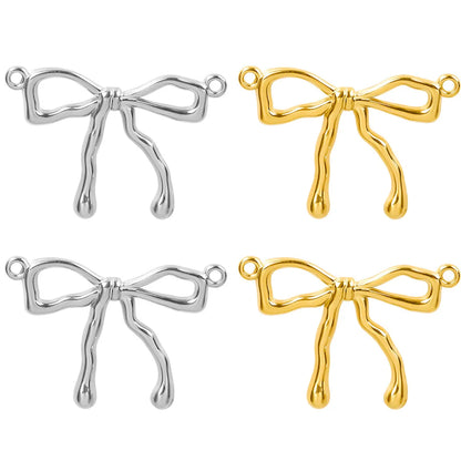 1 Piece 28*20mm 28*42mm 33*29mm 304 Stainless Steel 18K Gold Plated Bow Knot Polished Pendant