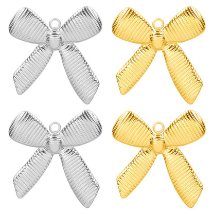 1 Piece 28*20mm 28*42mm 33*29mm 304 Stainless Steel 18K Gold Plated Bow Knot Polished Pendant