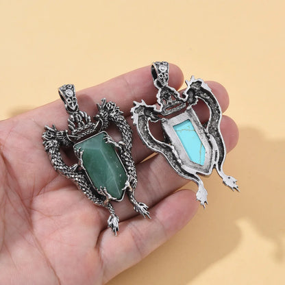 1 Piece 28*60mm Natural Stone Copper Agate Opal Dragon Pendant