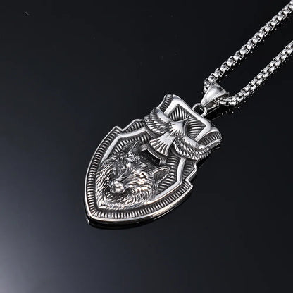 1 Piece 28.5*51mm 316 Stainless Steel  Wolf Eagle Polished Pendant Chain