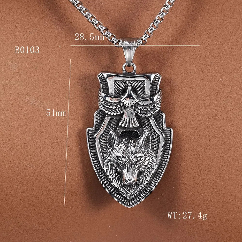 1 Piece 28.5*51mm 316 Stainless Steel  Wolf Eagle Polished Pendant Chain