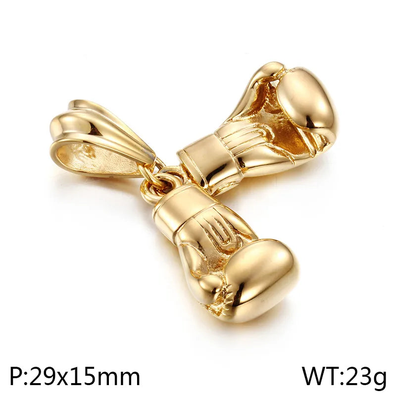 1 Piece 29*15mm 304 Stainless Steel 18K Gold Plated Boxing Gloves Pendant