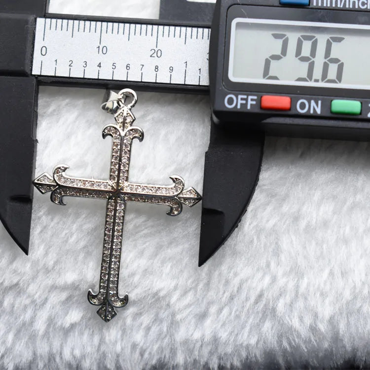 1 Piece 29.6*41.5mm Copper Zircon Cross Pendant