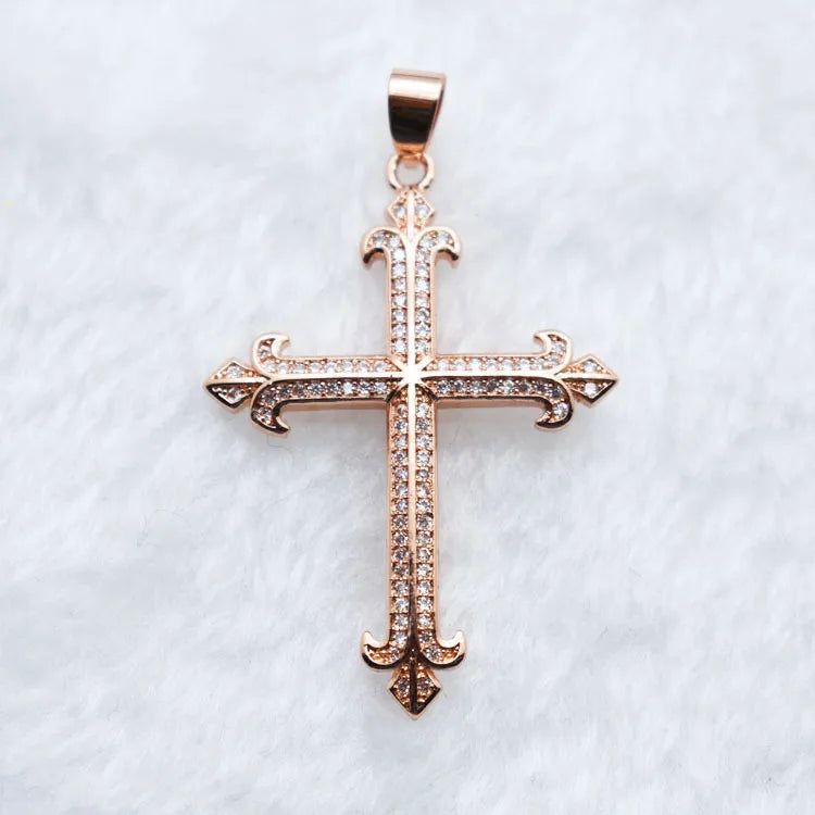 1 Piece 29.6*41.5mm Copper Zircon Cross Pendant