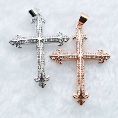 1 Piece 29.6*41.5mm Copper Zircon Cross Pendant