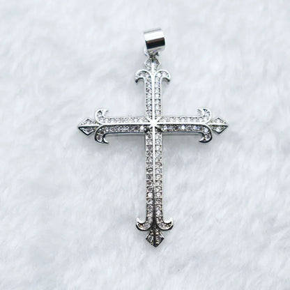 1 Piece 29.6*41.5mm Copper Zircon Cross Pendant