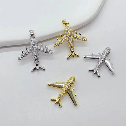 1 Piece 2.5*2.5cm Copper Geometric Airplane Pendant