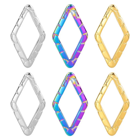 1 Piece 2.4*1.3cm 304 Stainless Steel 18K Gold Plated Rhombus Pendant